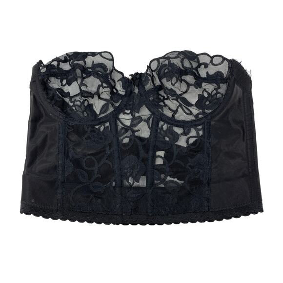 Victoria's Secret Other - Vintage Victoria's Secret Gold Label Lace Longline Bustier Bra Black 36B